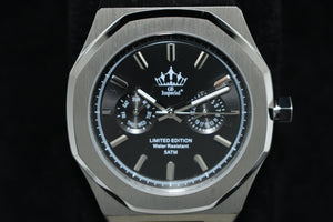 Chronograaf Roestvrij Staal Herenhorloge Met Safferglas Leren Band 5ATM Waterdicht - GS Imperial® - GS Imperial®