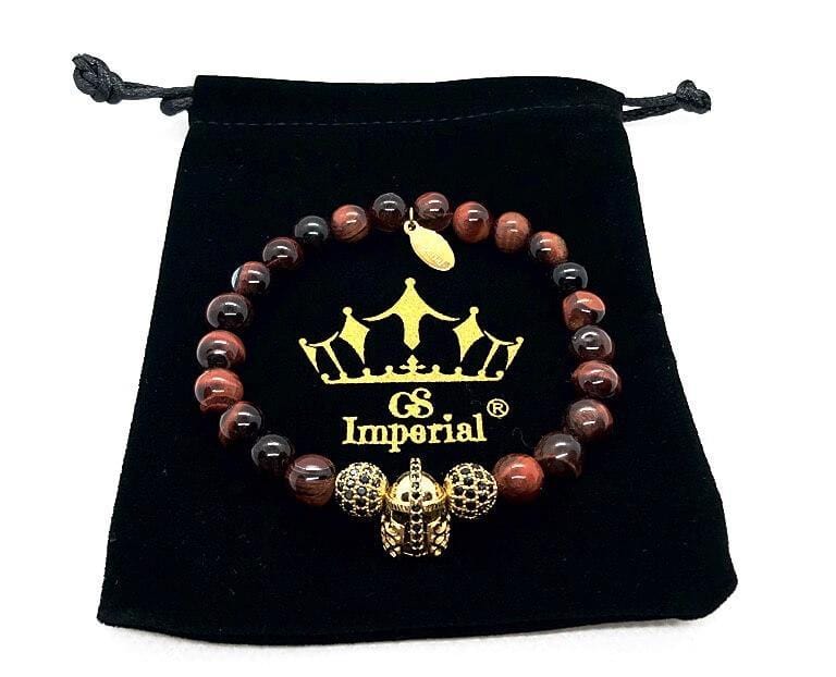 GS Imperial® Armband Heren Met Romeinse Helm | Natuursteen Armband Mannen Met Romeinse Helm & Tijgeroog Kralen - GS Imperial®