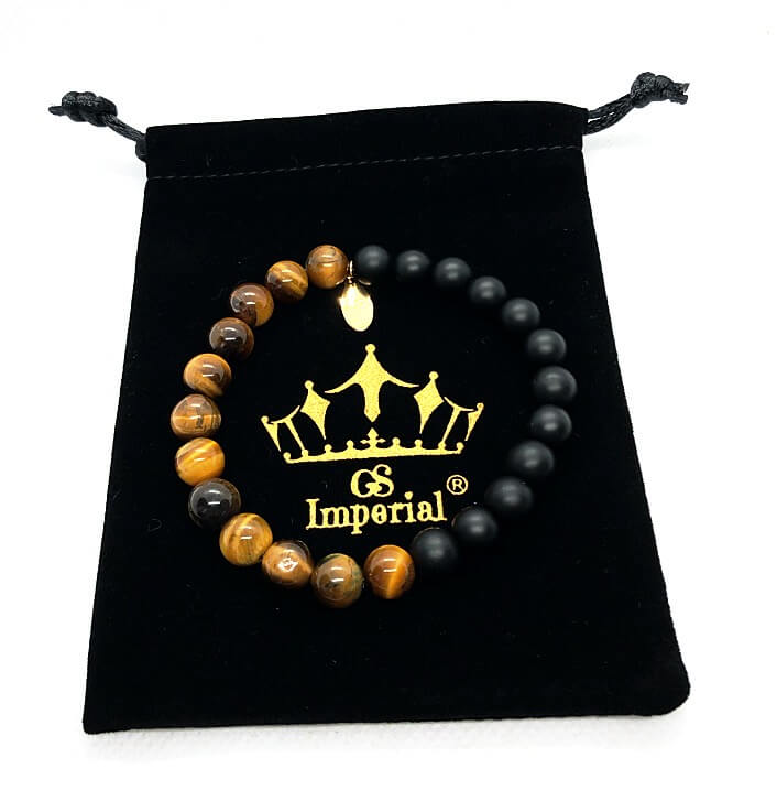 GS Imperial® Kralen Armband Heren | Romeinse Helm | Natuursteen Armbanden Mannen Met Agaat & Tijgeroog Kralen - GS Imperial®